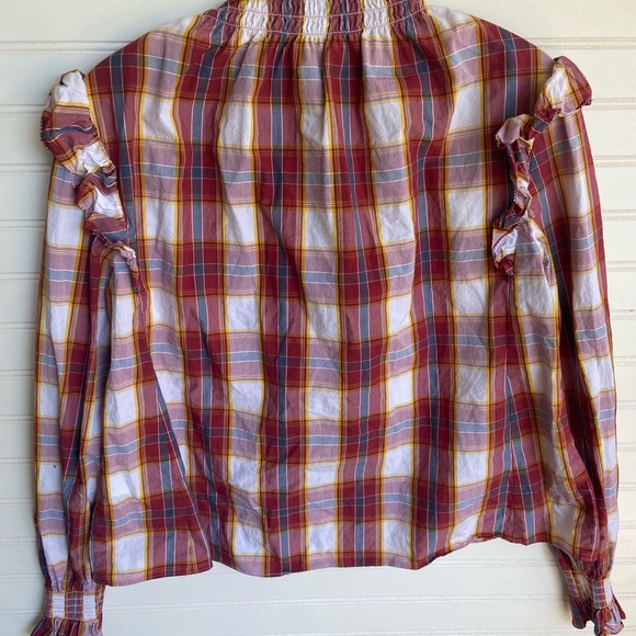 Something Navy Plaid Ruffled Top - Picture 6 of 9